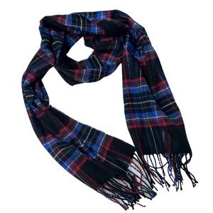 Men's winter fringe scarf black‎ red blue